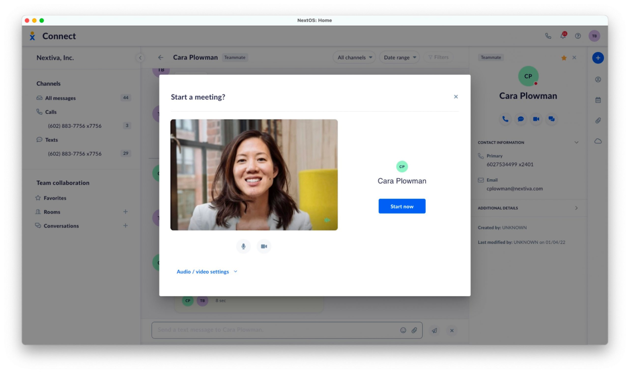 Video conferencing in Nextiva