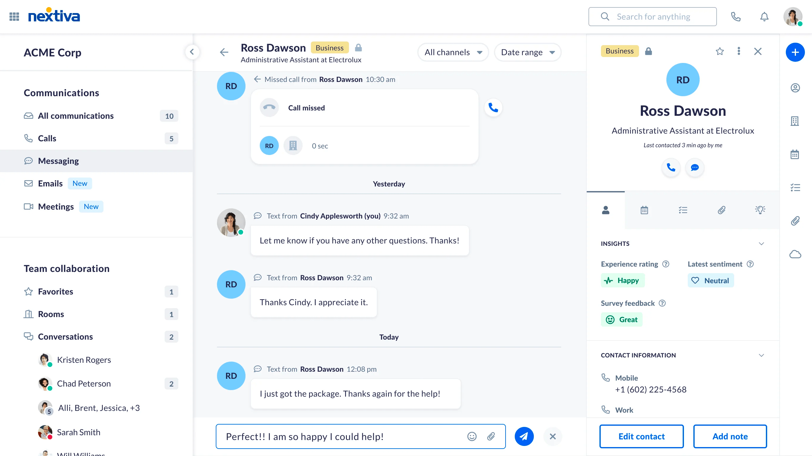 Text messaging in Nextiva