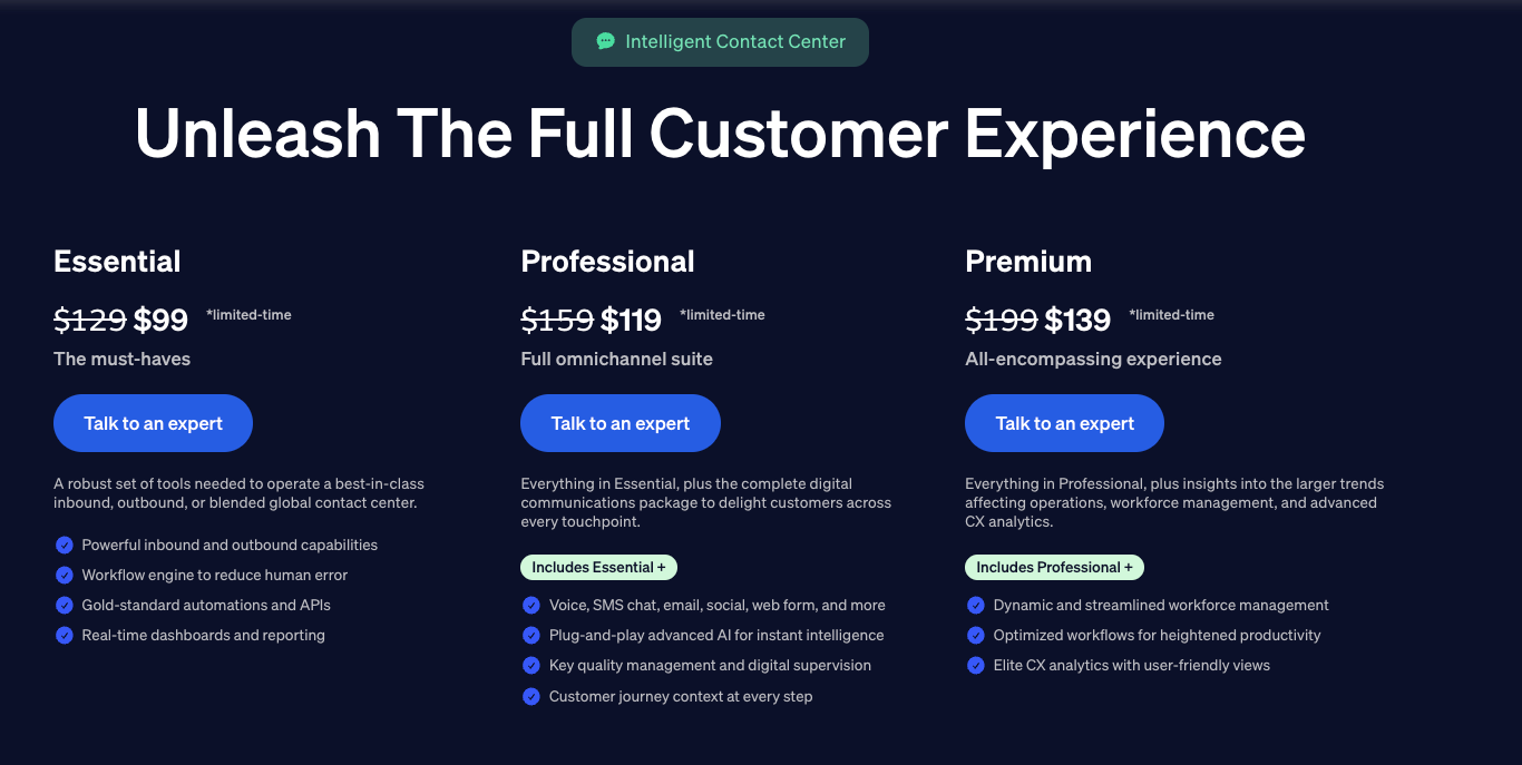 Nextiva’s newest contact center solution - pricing plans