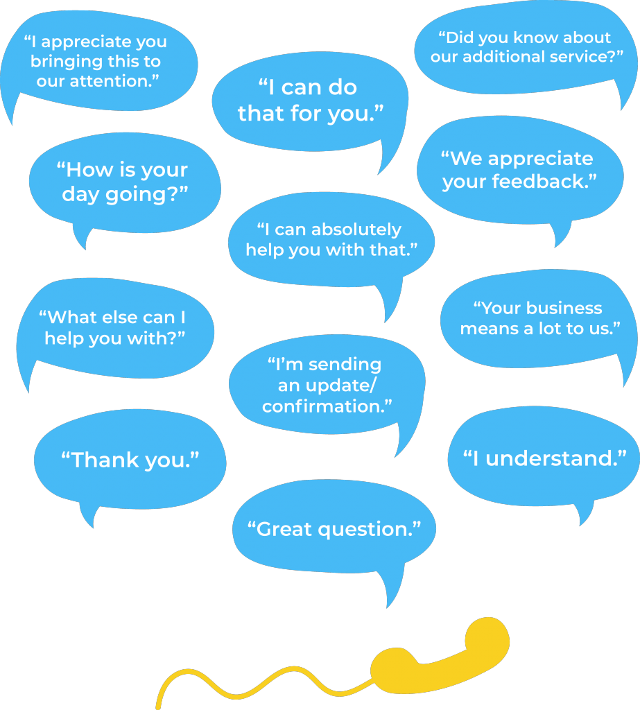 Positive phrases for customer service