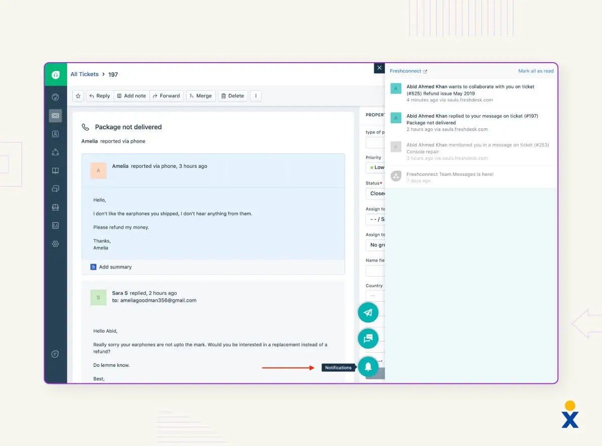 A screenshot shows Freshdesk’s social media customer service software.