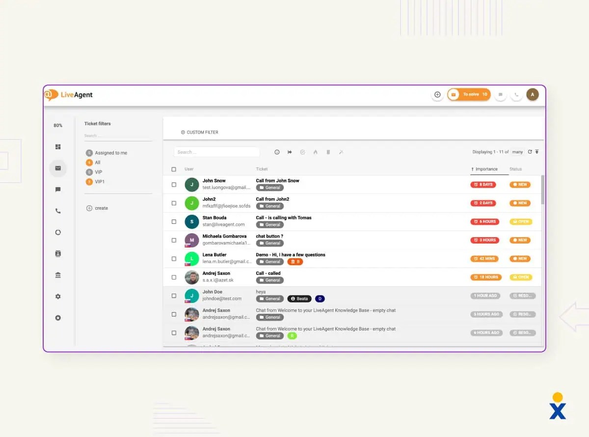 A screenshot shows LiveAgent’s social media customer service software.