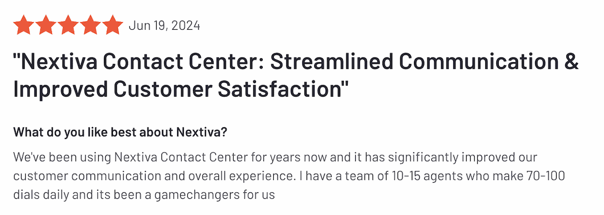 Nextiva contact center 5 star review