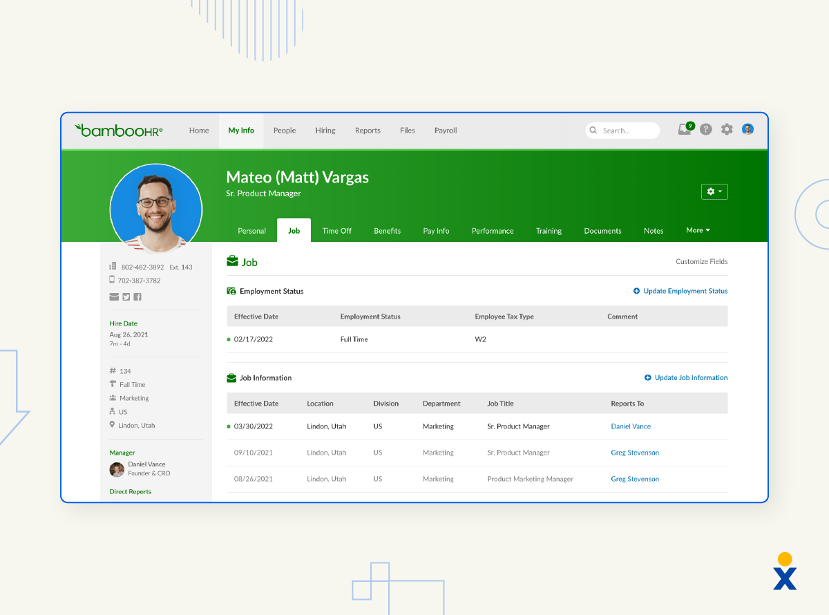 Screenshot of BambooHR workforce management system