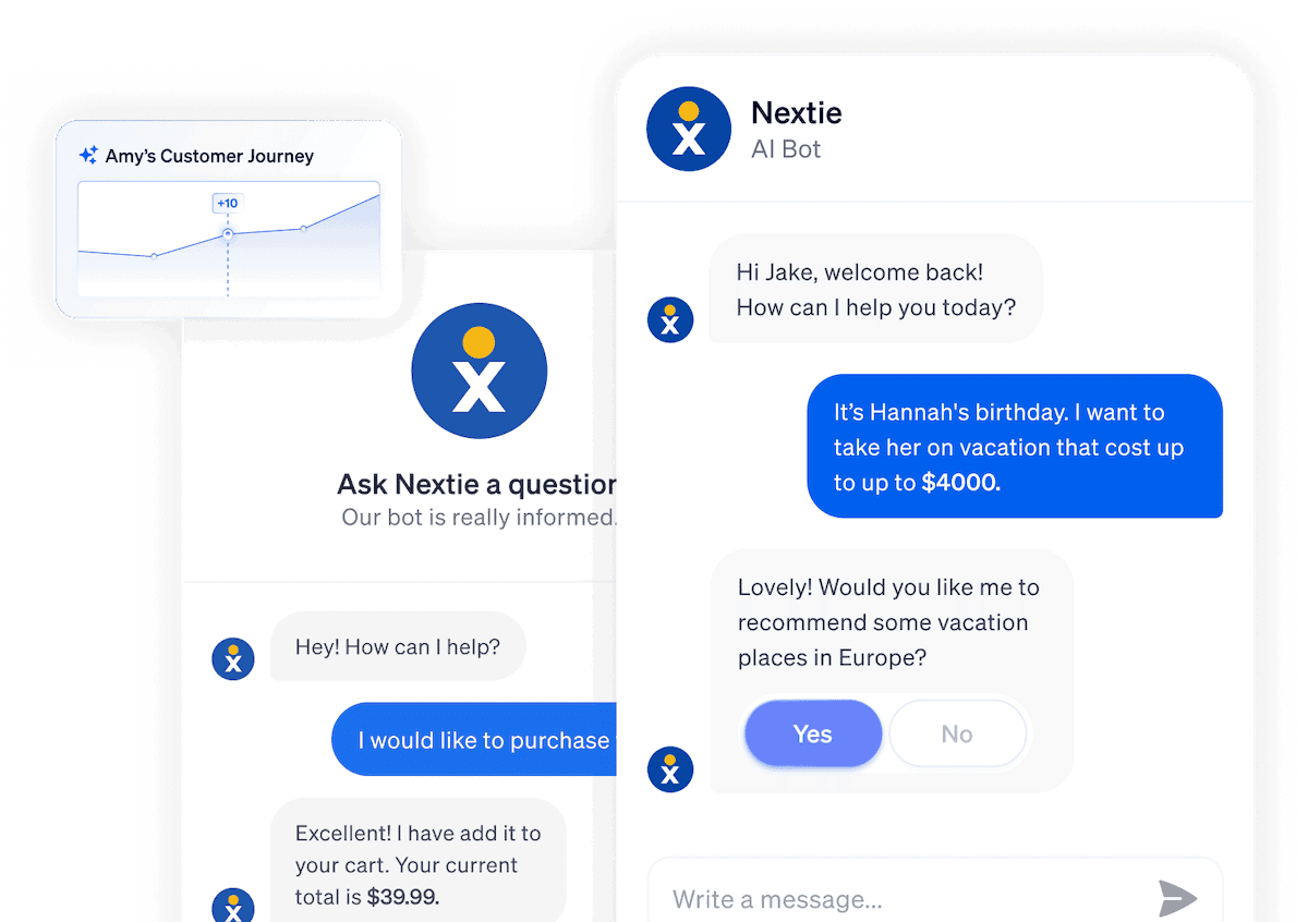 Nextiva's Nextie AI-powered chatbot for customer journey