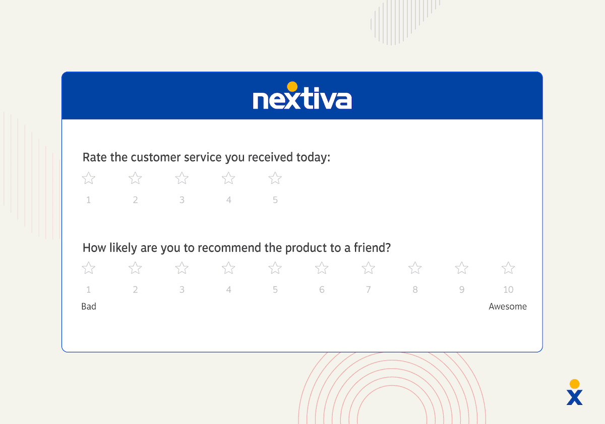 A screenshot shows an example of Nextiva's customer survey, an effective marketing communication tool.