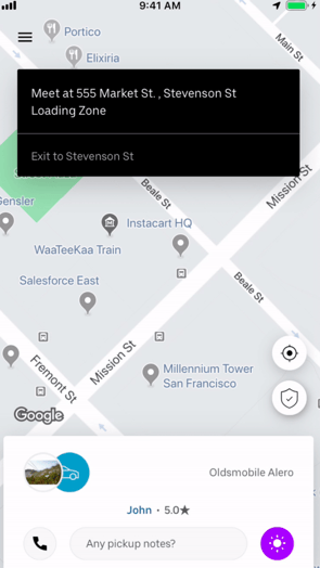 Screenshot of Uber's VoIP feature