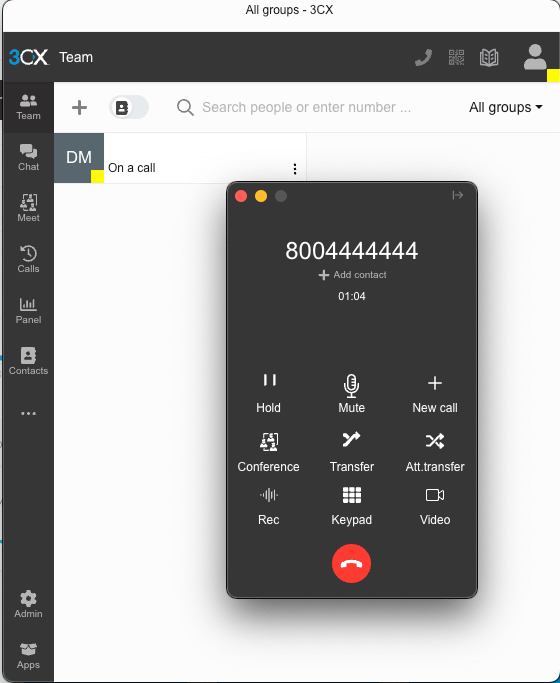 3CX softphone app screenshot - macOS