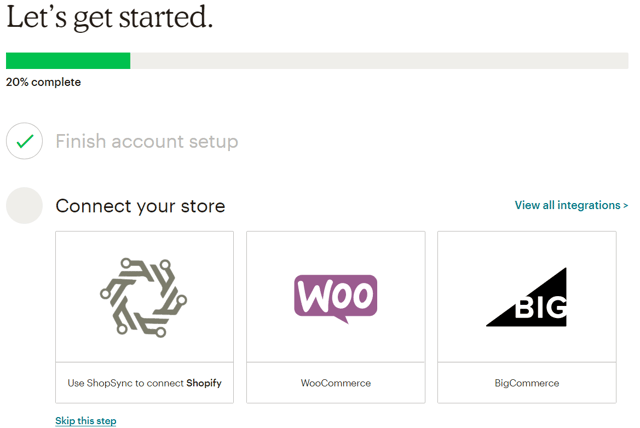 Screenshot of the MailChimp login page