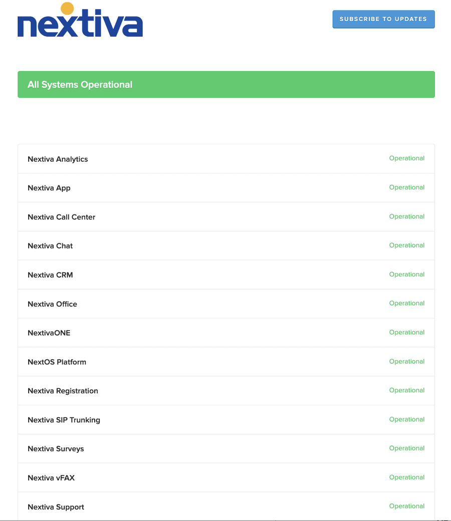 Nextiva uptime status log