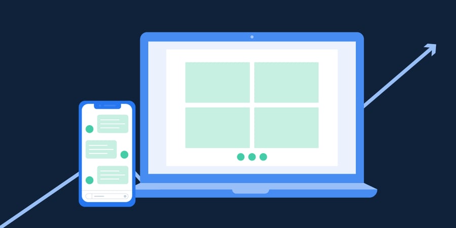 Illustration of a laptop next to a smartphone, indicating remote or hybrid working