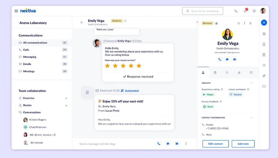 Nextiva call center software dashboard