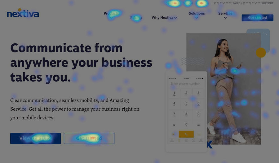 Screenshot showing a heatmap on Nextiva