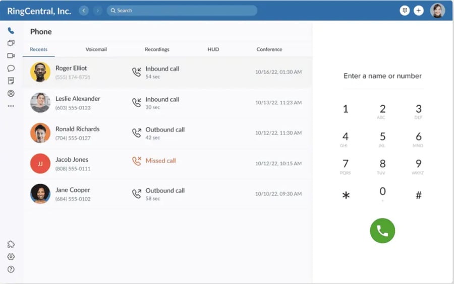 RingCentral dashboard