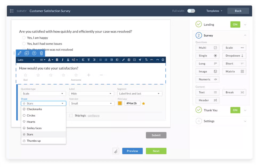 Nextiva's customer survey software