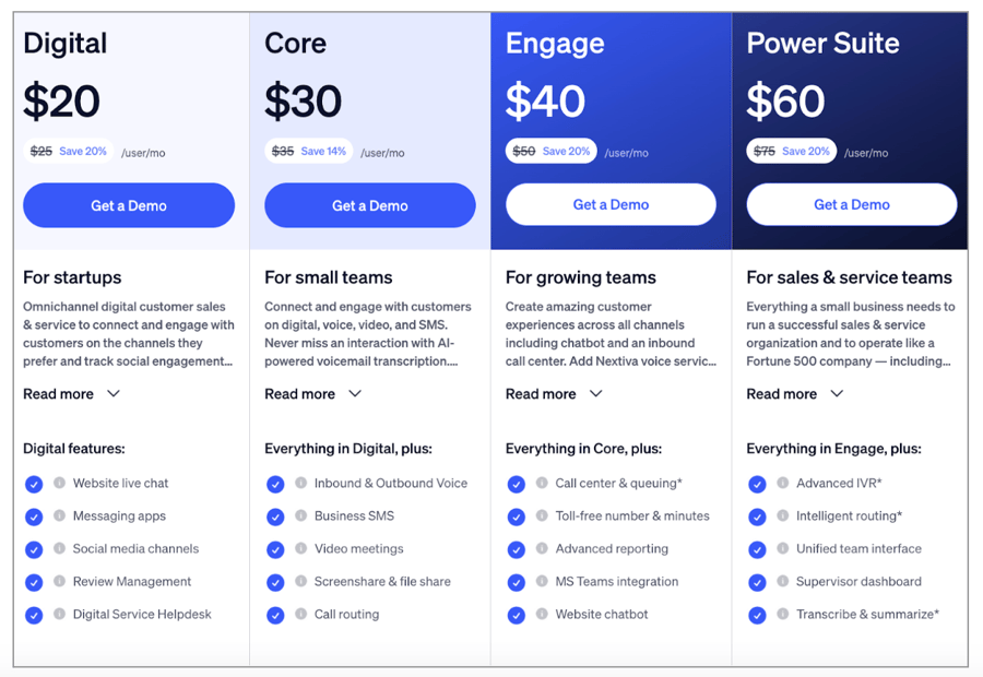 Nextiva new small business pricing