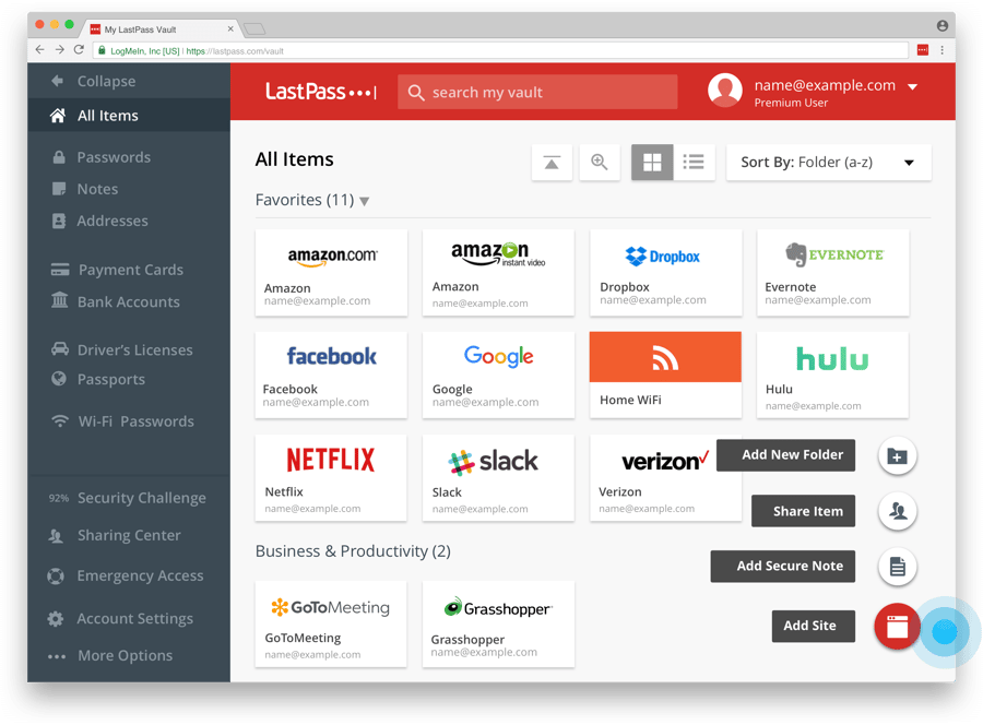 VoIP Troubleshooting: LastPass Dashboard Screenshot