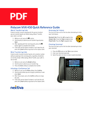 Polycom Vvx 450 Quick Reference Guide